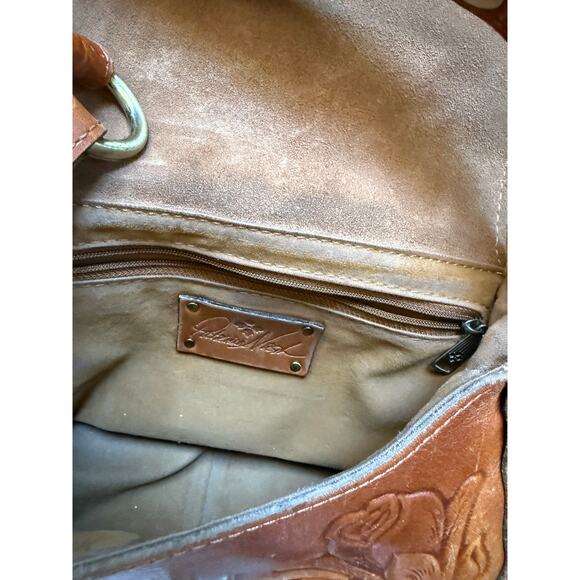 Patricia Nash Micaela Baguette Bag Brown Cognac Flap Shoulder Tooled Leather - Picture 7 of 12